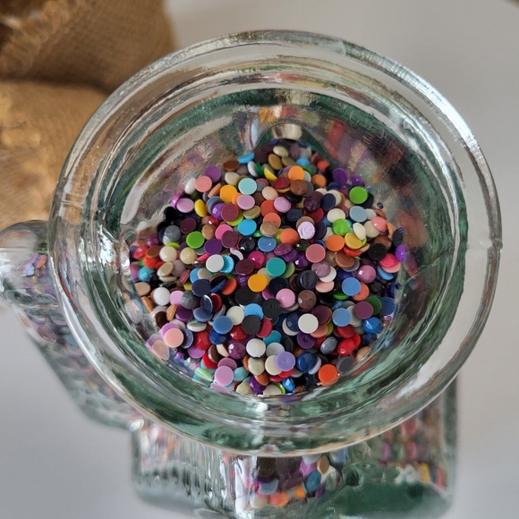 Vintage Clear Glass House Shaped Bottle Filled w Spare Diamond Painting Stones - Picture 9 of 16